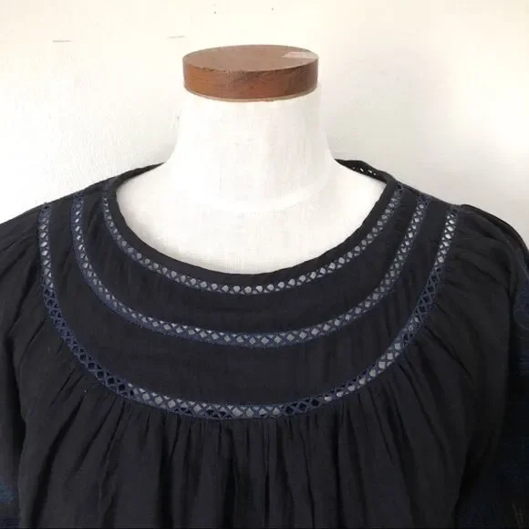 Anthropologie Navy Blue Peasant Blouse NWT - Picture 4 of 10